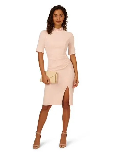 Embellished Crepe Short Dress - Adrianna Papell