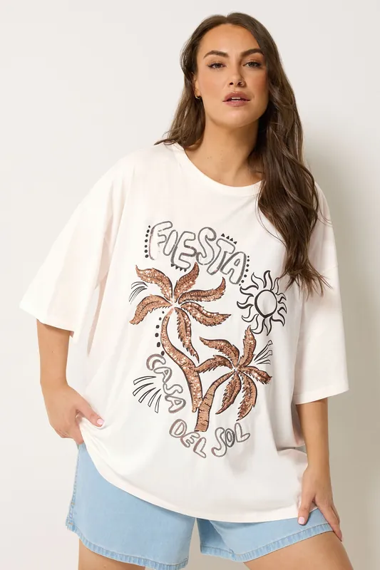 Boxy Sequin Oversized T-Shirt