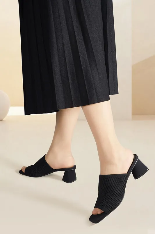 Square Open Toe Chunky Block Heel Sandals - MODISHION