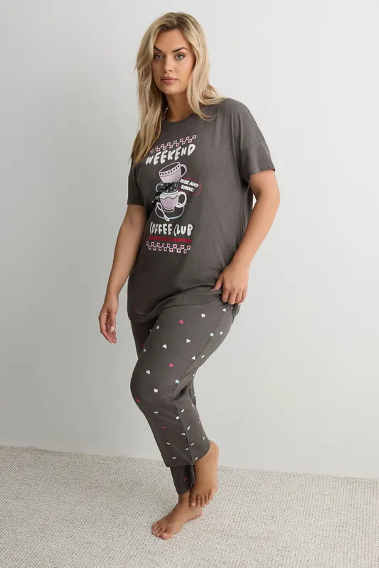 Coffee Club' Wide Leg Pyjama Set - Yours