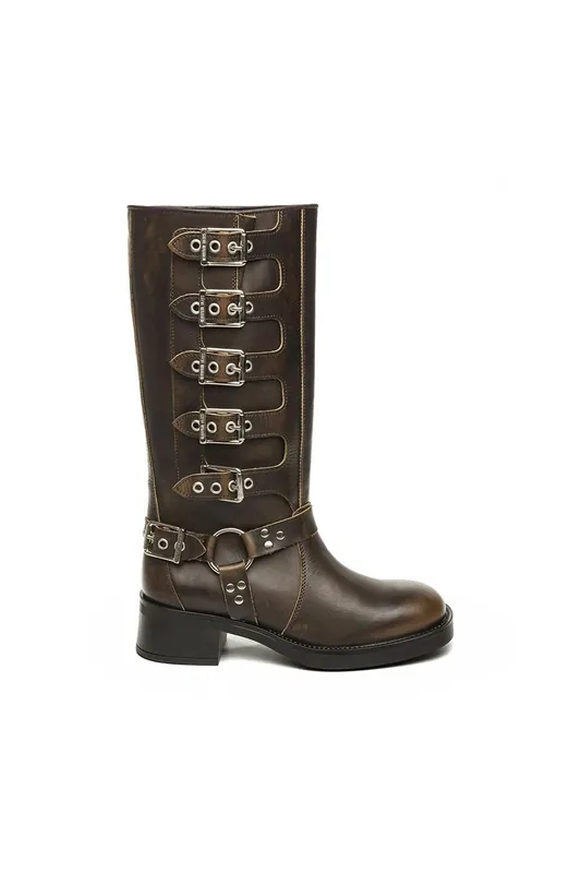 'Battle Boot Brown' Leather Boots - STEVE MADDEN