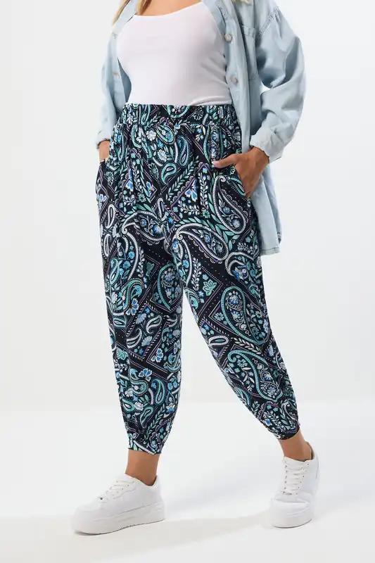 Paisley Print Harem Trousers - Yours