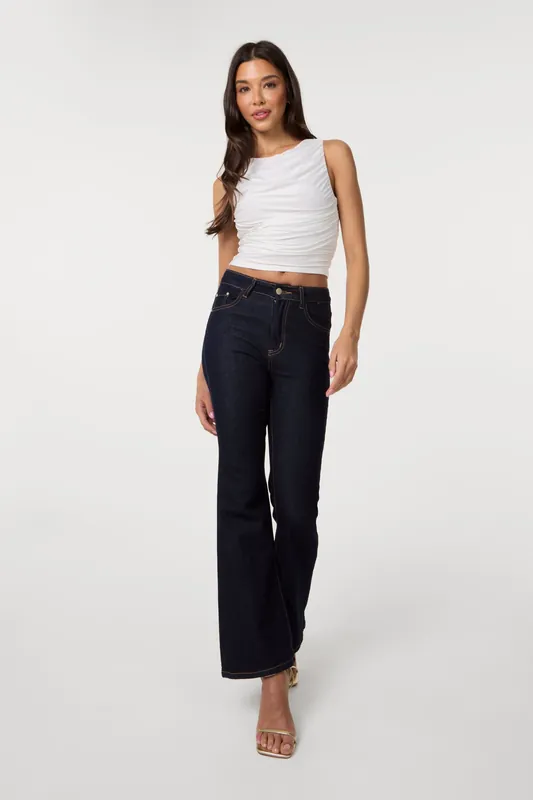 Ivory Slinky Ruched Side Racer Crop Top - Pink Vanilla