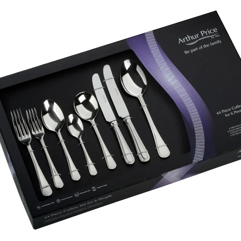 'Bead' Stainless Steel 44 Piece 6 Person Gift Boxed Cutlery Set - Arthur Price