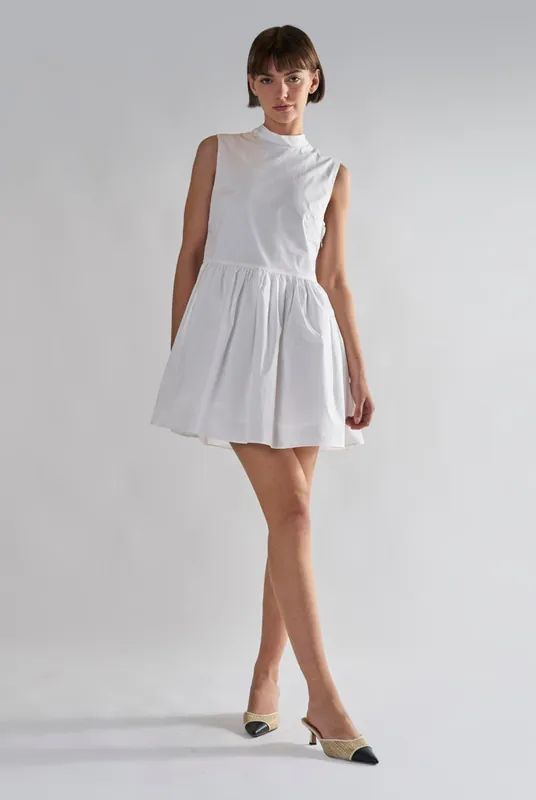 White High-Neck- Mini-Dresses