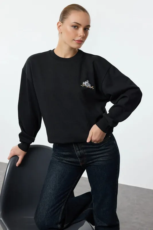 Embroidered Animal Fleece Sweatshirt - WOVCOR