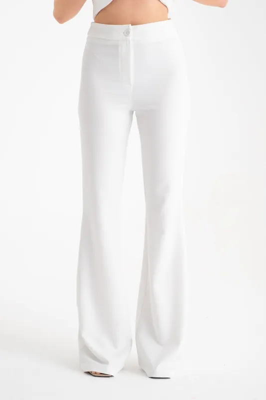 Woven High Waist Flare Trousers - Hiccup