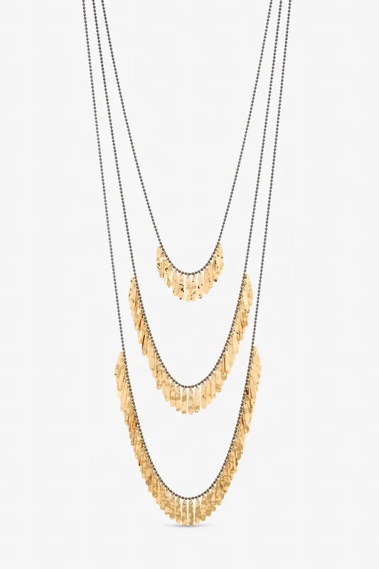 Gold Plated Multi Row Shower Necklace - Mood