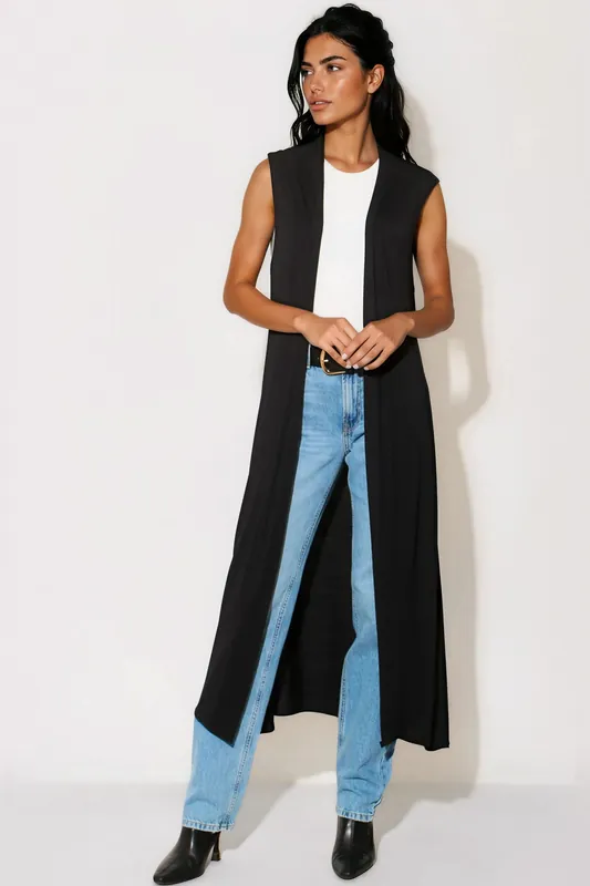 Sleeveless Longline Maxi Cardigan - Aftershock London