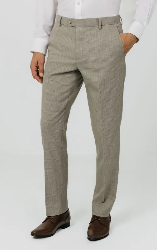 Natural Check Suit Trousers - Dobell
