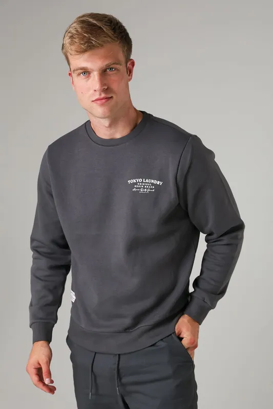 Cotton Blend Crew Neck Sweatshirt - Tokyo Laundry