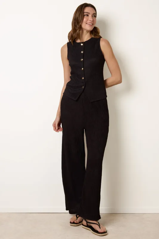 Black Wide Leg Trousers - Blue Vanilla