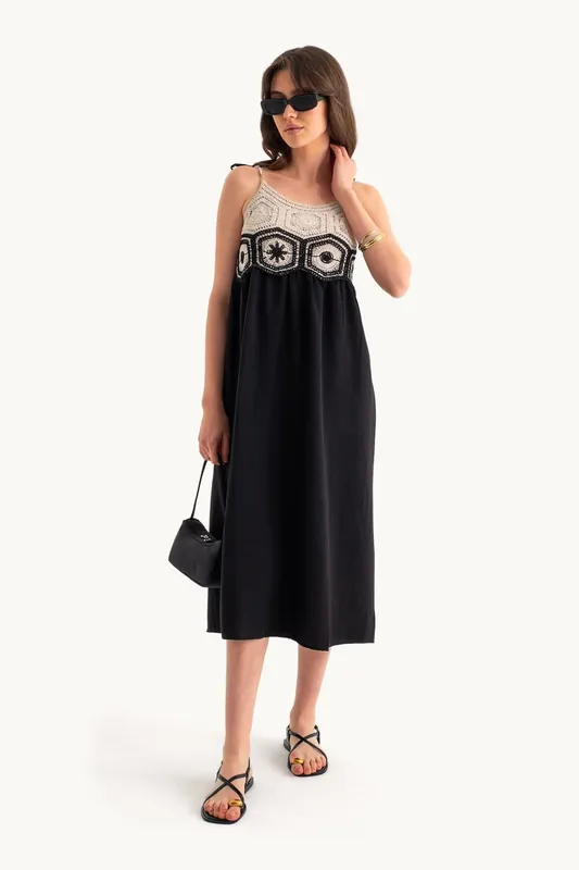 Crochet Spaghetti Strap Midi Dress - Hiccup