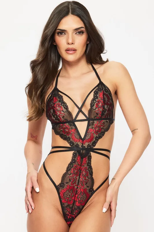 Liberty Lace Halterneck Crotchless Body - Ann Summers