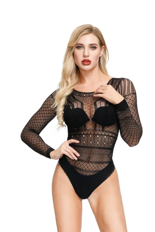 Seamless Lace Long Sleeved Bodysuit - Loving Joy