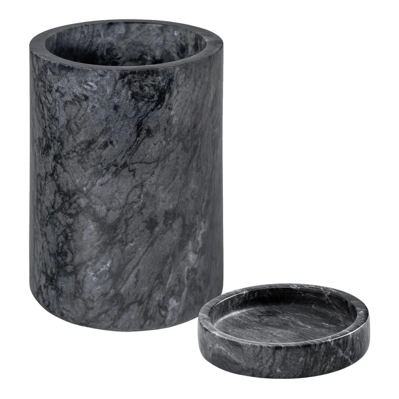 2 Piece Marble Wine Bottle Coaster & Cooler Set Black - Argon Tableware