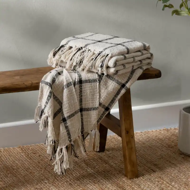 Beni Slub Cotton Check Throw - Yard