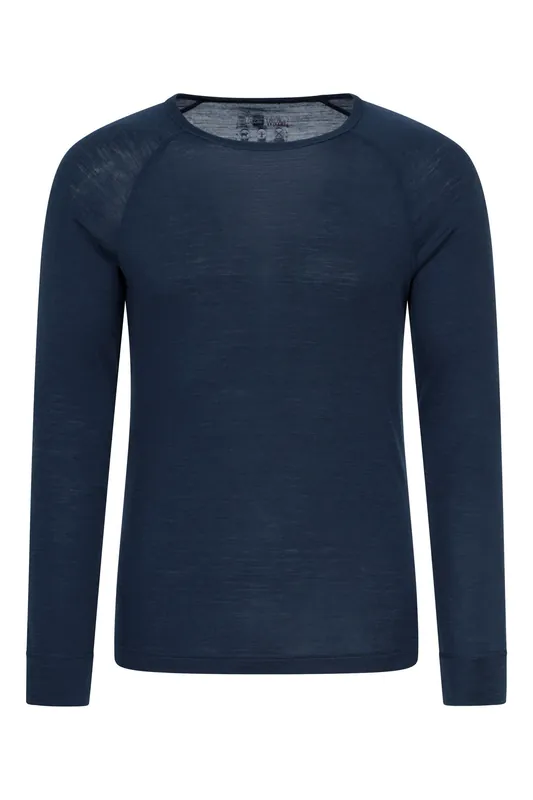 Merino Base Layer Long Sleeve Top Round Neck Thermal - Mountain Warehouse
