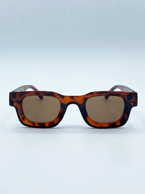 Chunky Square Frame Sunglasses in Tortoiseshell - SVNX
