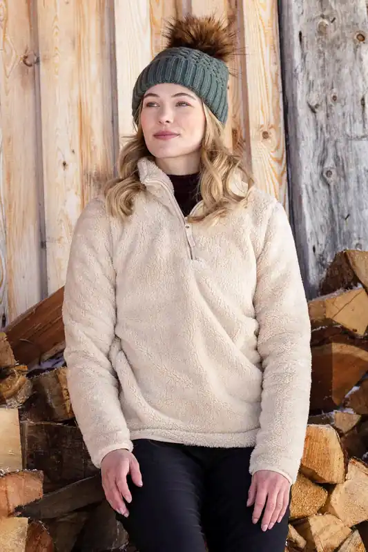 Teddy' Breathable Warm Cosy Half Zip Fleece Teddy Borg Sweatshirt - Mountain Warehouse