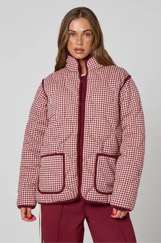 Gingham Quilted Coat - Urban Bliss