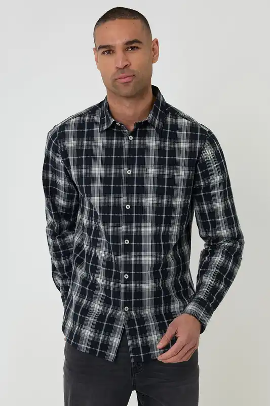 Check Cotton Long Sleeve Shirt - Threadbare