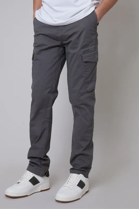 Drill' Cotton Cargo Trousers With Stretch - Threadbare