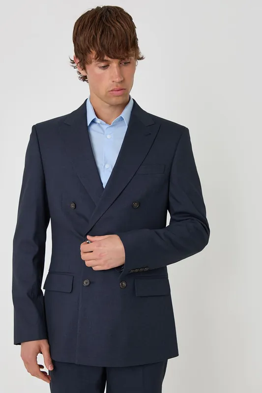 Regular Fit Double Breasted Blazer - Threadbare