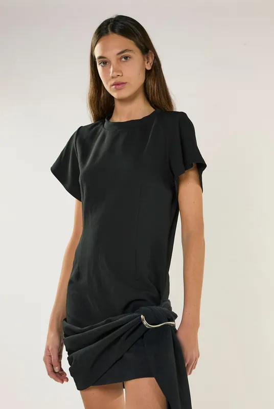 Black Tie Detail T-Shirt Mini Dress