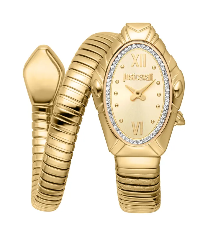 Snake 316L Stainless Steel Diamond Gold Watch - Just Cavalli