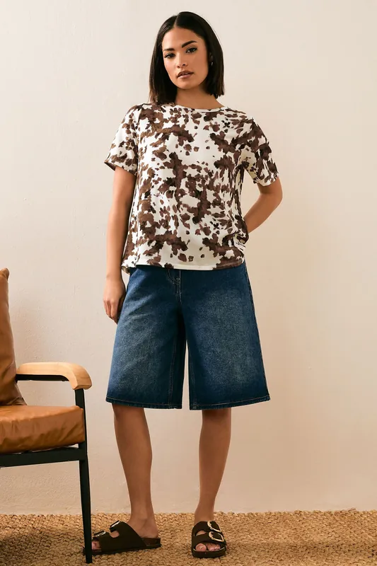 Petite Cow Print Tie Back Top - PixieGirl