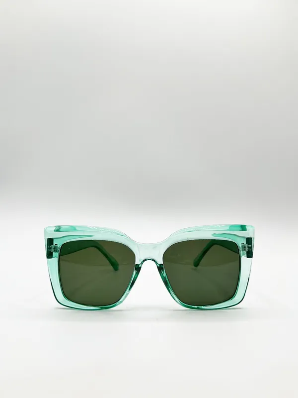 Clear plastic frame cat eye style sunglasses - SVNX
