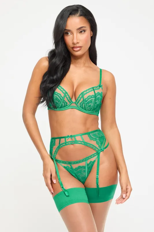 Caged Lace Padded Plunge Bra - Ann Summers