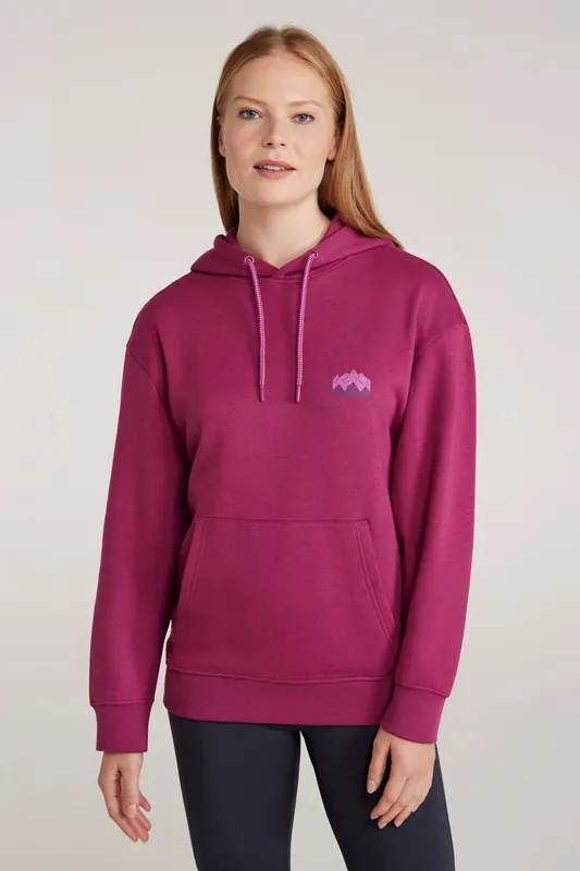 Printed Mountain Scene Warm and Cosy Cotton Blend Relaxed Fit Hoodie - Mountain Warehouse