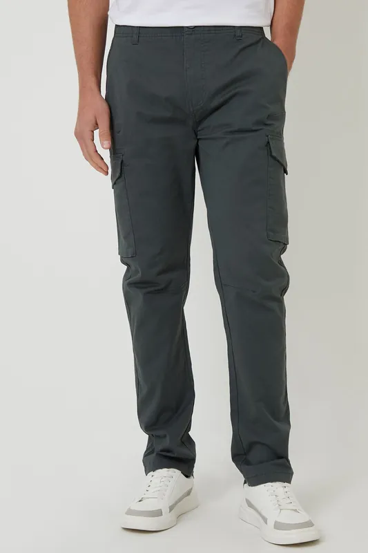 Drill' Cotton Cargo Trousers With Stretch - Threadbare