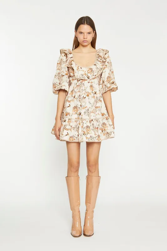 Ruffle Neck Mini Dress - Shnoo