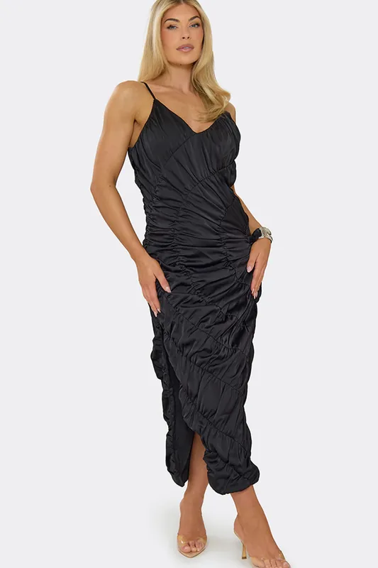 Strappy Satin Midi Dress - EGO