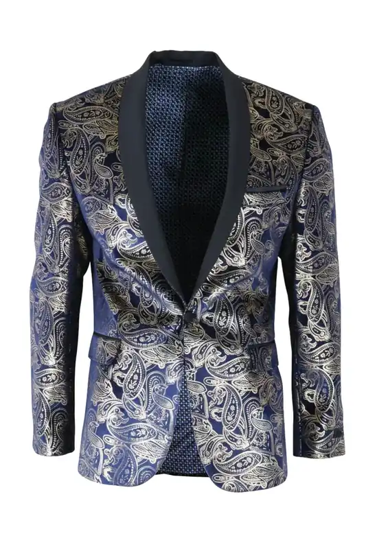 Velvet Paisley Floral Blazer Tuxedo Jacket Dinner Suit Tux - TruClothing