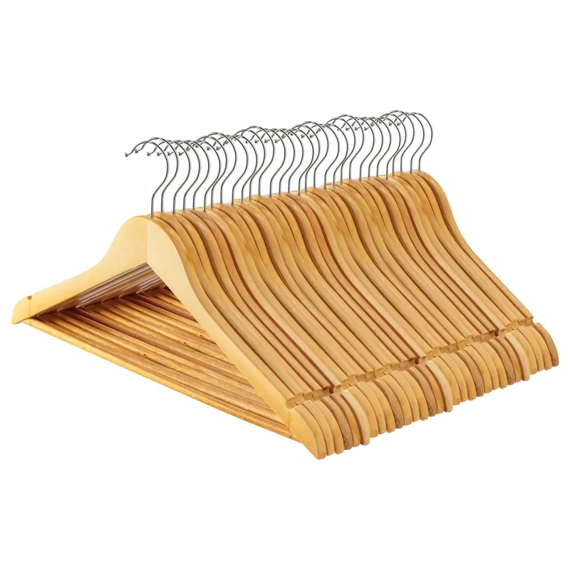 30x Strong Wooden Coat Hangers with 360 Degree Rotatory Hook - Harbour Housewares