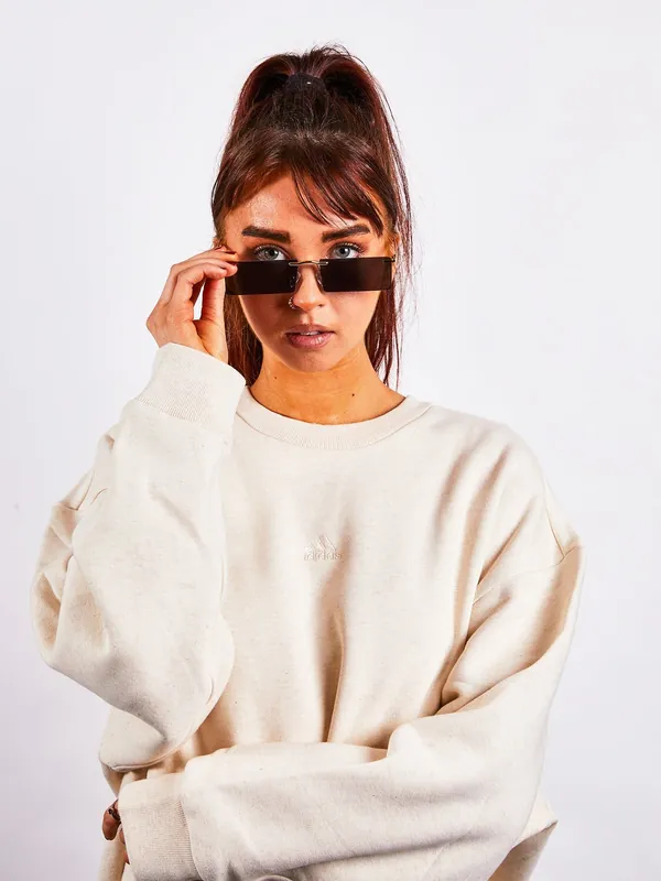 Frameless Rectangle Sunglasses With Metal Arms - SVNX