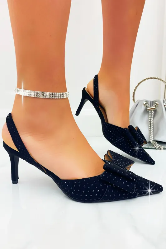 Crystal Glamour Bow Heels - Love Lemonade