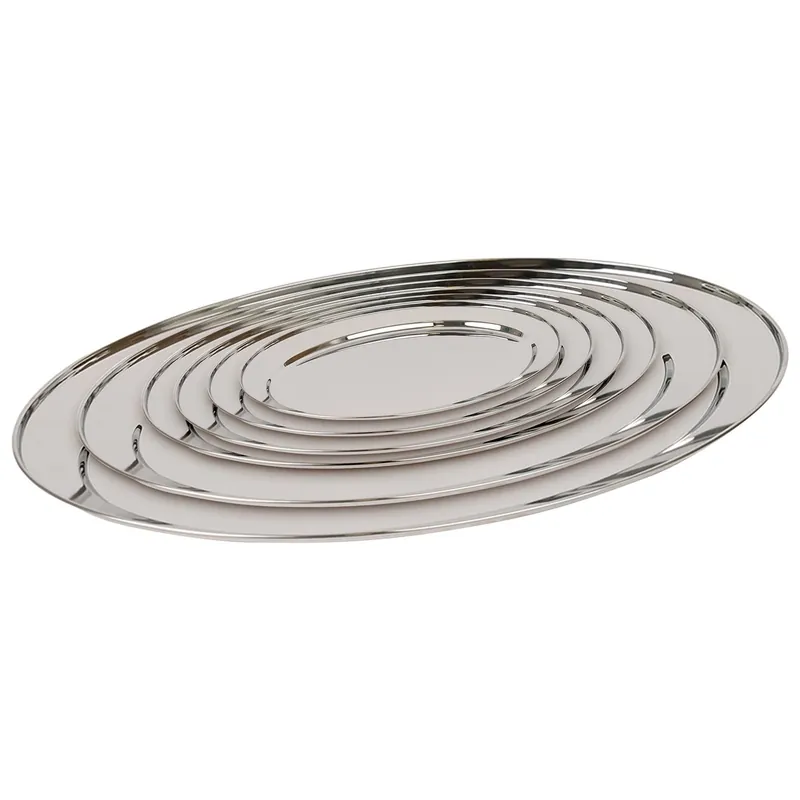 Oval Stainless Steel Serving Platter Set - 6pc - 25cm-60cm