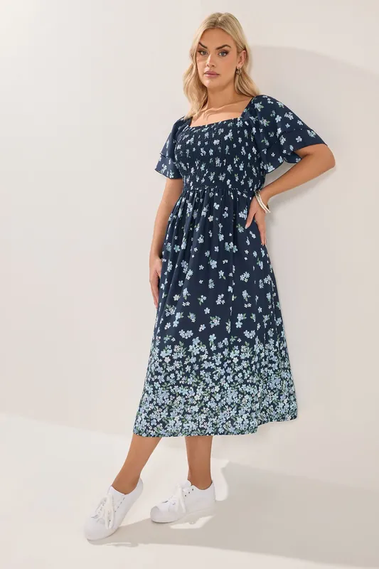 Floral Shirred Maxi Dress - Yours