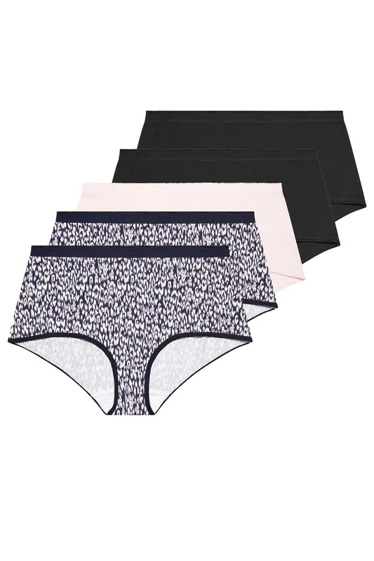 5 Pack Leopard Print Full Briefs - Yours