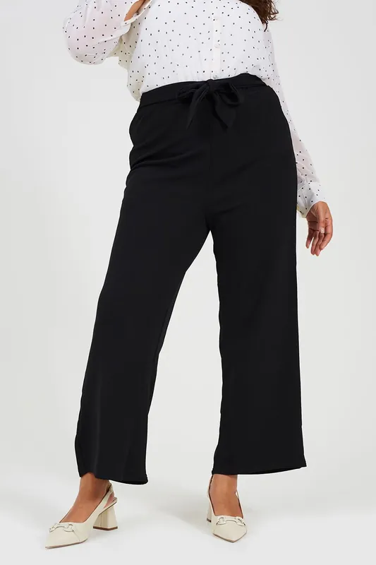 Curve Bootcut Trousers With Tie Belt - Brave Soul