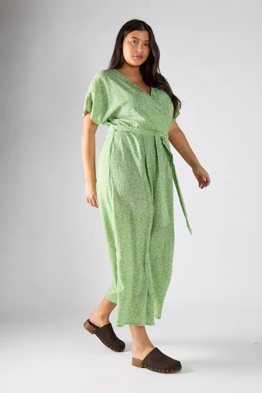 Wrap Short Sleeve Wide Leg Jumpsuit - Shnoo