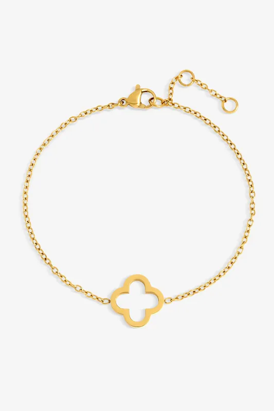 Gold Plated Waterproof Clover Bracelet - Jon Richard