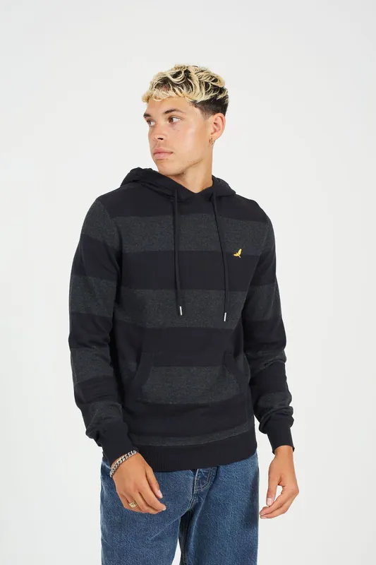 Cotton Striped Knit Hoody - Brave Soul