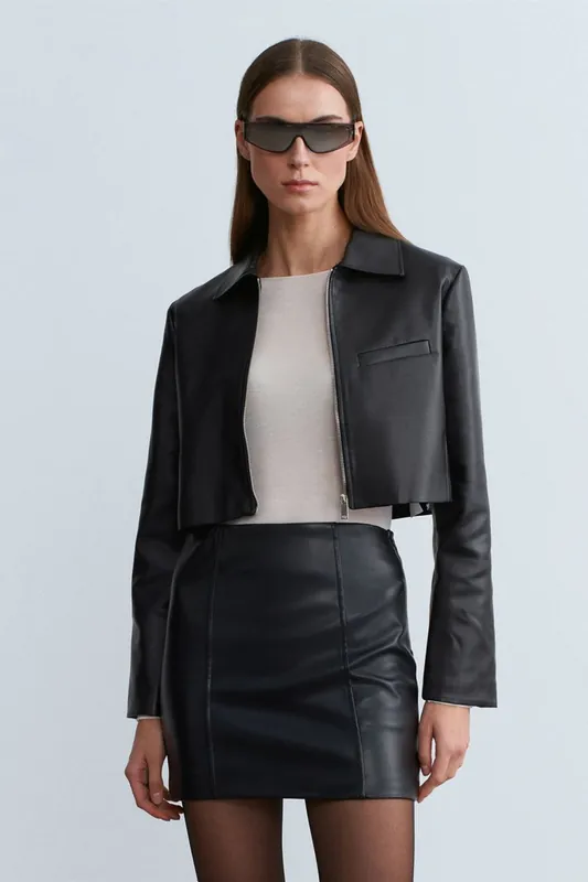 High-Waist Faux Leather Mini Skirt