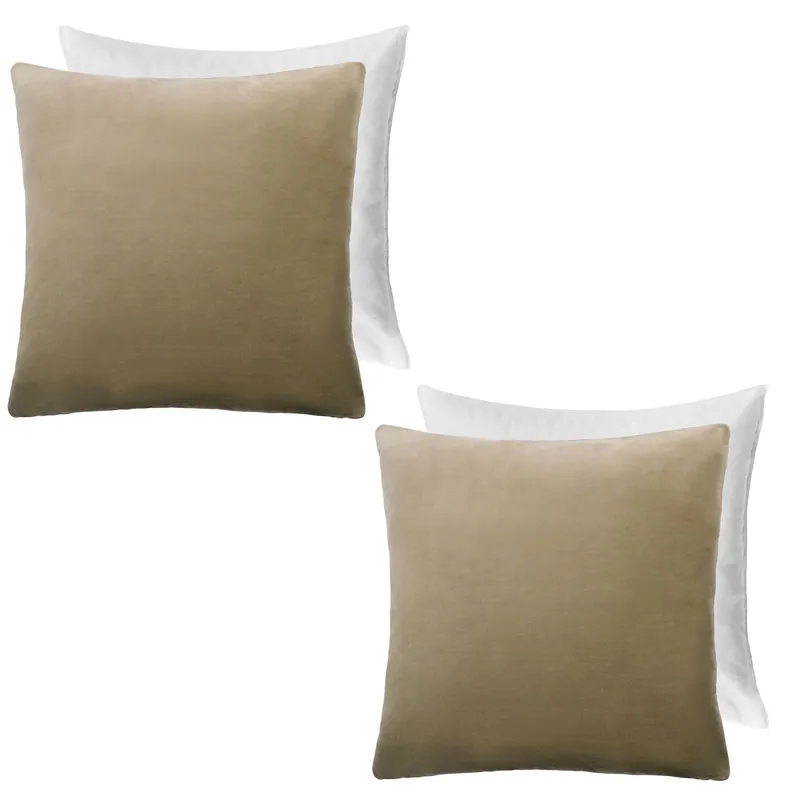2 x Matte Velvet Filled Cushion Covers Soft Zip - OHS